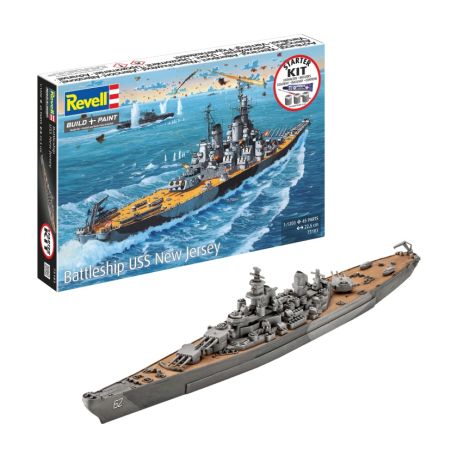 Starter Kit Battleship USS New Jersey, Revell Modellbausatz mit Basiszubehör