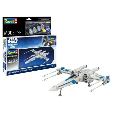 Model Set New Republic X-Wing Fighter, Revell Modellbausatz Star Wars mit Basiszubehör
