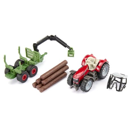 SIKU 1134 Massey Ferguson mit Forstanhänger