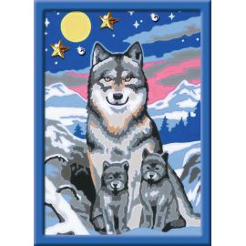 Ravensburger CreArt 27784 - Süße Wolfsfamilie - Malen nach Zahlen Wolf für Kinder ab 9 Jahre