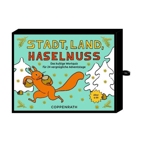 Schachtelspiel – Stadt, Land, Haselnuss - Das kultige Wortquiz für 24 vergnügliche Adventstage