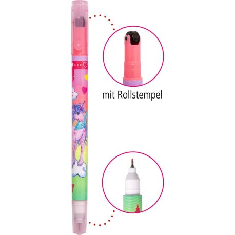 Fineliner mit Rollstempel - E