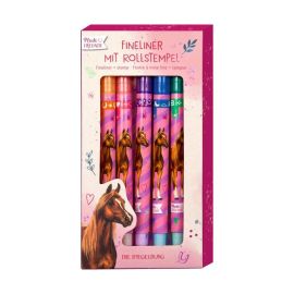 Fineliner mit Rollstempel - Pferdefreunde