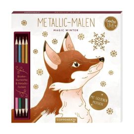 Metallic-Malen Magic Winter - Mit goldenen Motiven / Bicolor-Buntstifte: 8 Metallic-Farben