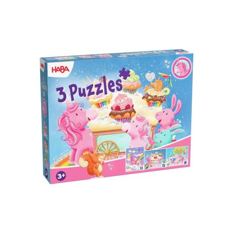 3 Puzzles - Einhorn Glitzerglück