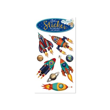 Lutz Mauder -TapirElla Glitter-Sticker, Rakete, ab 3 Jahren.