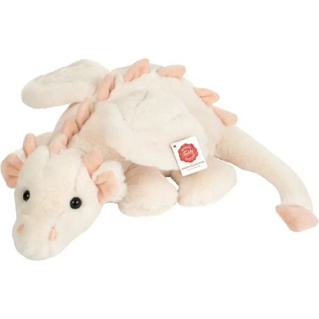 Drache Fluffy weiß-rosa 32 cm
