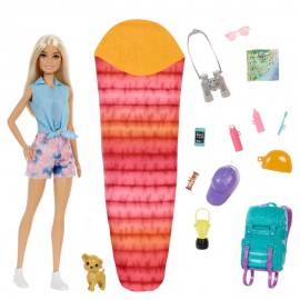 Barbie ''It takes two! Camping'' Spielset mit Malibu Puppe, Hündchen und Accessoires