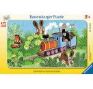 Ravensburger Puzzle - Rahmenpuzzle - Der Maulwurf als Lokführer, 15 Teile