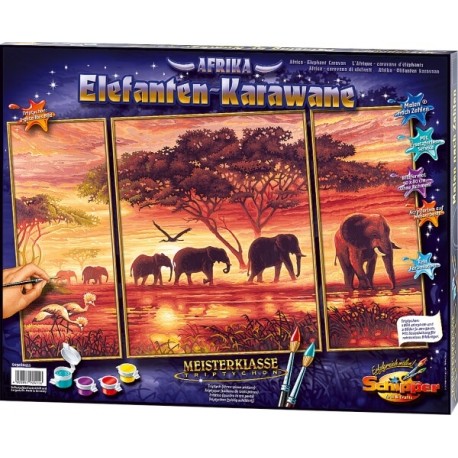 Schipper Arts & Crafts - Meisterklasse Triptychon - Afrika - Elefanten-Karawane