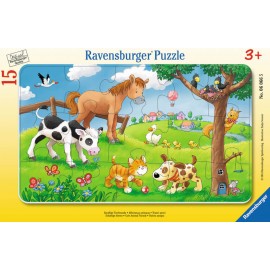 Ravensburger Puzzle - Rahmenpuzzle - Knuffige Tierfreunde, 15 Teile