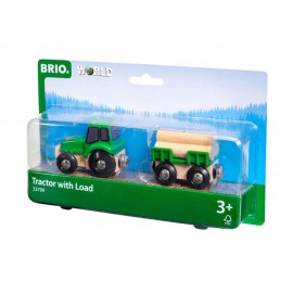 BRIO Bahn - Traktor mit Holz-Anhänger