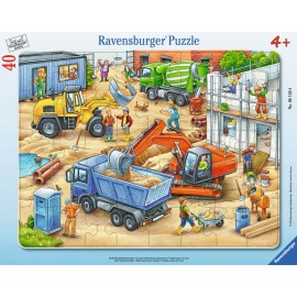 Ravensburger Puzzle - Rahmenpuzzle - Große Baustellenfahrzeuge, 40 Teile