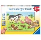 Ravensburger Puzzle - Glückliche Tierfamilien, 2 x 12 Teile