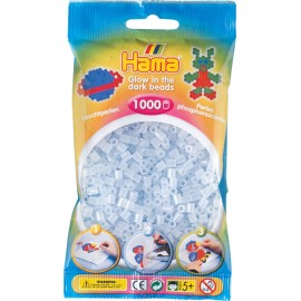 Hama - Beutel mit Perlen, 1000 Stück, nachtleuchtend, blau