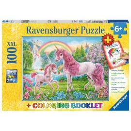 Ravensburger Puzzle - Magische Einhörner XXL plus Coloring Booklet, 100 Teile