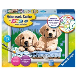 Ravensburger Spiel - Malen nach Zahlen Junior - Süße Hundewelpen
