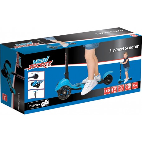 New Sports 3-Wheel Scooter Blau, klappbar, 110 mm