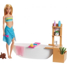Mattel GJN32 Barbie Fizzy Bath Puppe (blond) & Spielset