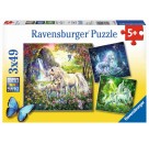 Ravensburger 09291 Puzzle Schöne Einhörner 3 x 49 Teile