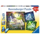 Ravensburger 09291 Puzzle Schöne Einhörner 3 x 49 Teile