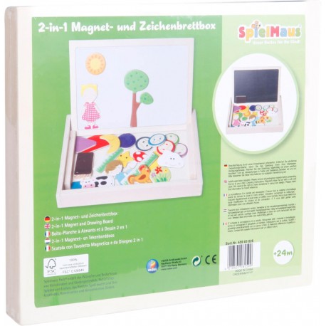 SpielMaus Holz 2in1 Magnet-und Zeichenbrettbox
