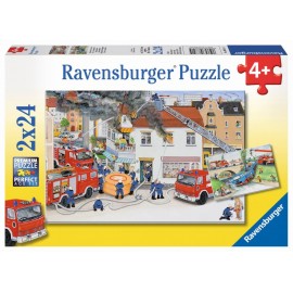 Ravensburger 08851 Puzzle Bei der Feuerwehr 2 x 24 Teile