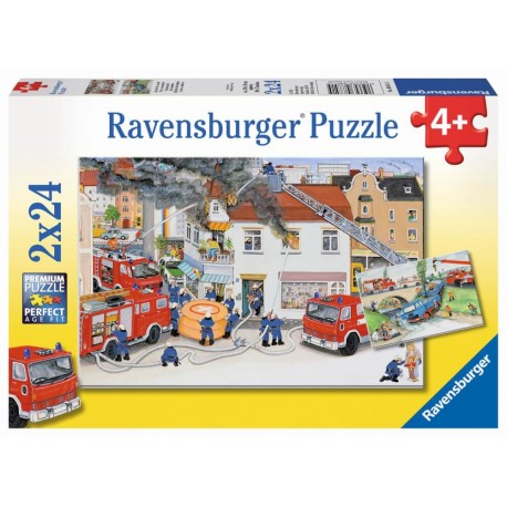 Ravensburger 08851 Puzzle Bei der Feuerwehr 2 x 24 Teile