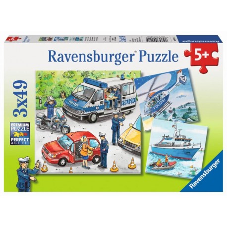 Ravensburger 09221 Puzzle Polizeieinsatz 3 x 49 Teile