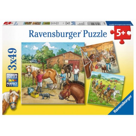 Ravensburger 09237 Puzzle Mein Reiterhof 3 x 49 Teile