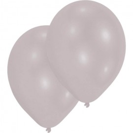 10 Latexballons metallic silber 27,5 cm/11''