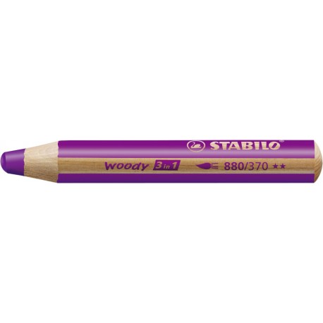 Buntstift, Wasserfarbe & Wachsmalkreide - STABILO woody 3 in 1 - Einzelstift - lila