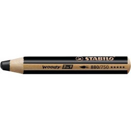 Buntstift, Wasserfarbe & Wachsmalkreide - STABILO woody 3 in 1 - Einzelstift - schwarz
