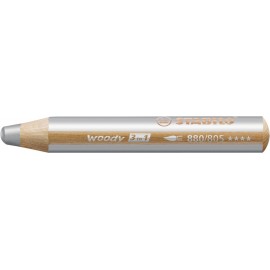 Buntstift, Wasserfarbe & Wachsmalkreide - STABILO woody 3 in 1 - Einzelstift - silber
