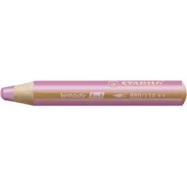 Buntstift, Wasserfarbe & Wachsmalkreide - STABILO woody 3 in 1 - Einzelstift - pink
