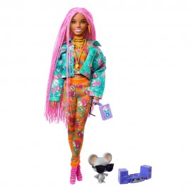 Mattel GXF09 Barbie Extra mit pinken Flechtzöpfen