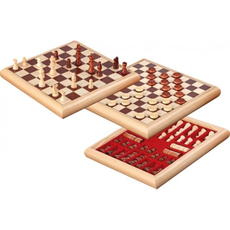 Philos Schach-Dame-Set Holzbox 32 x 32 cm