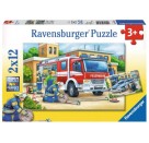 Ravensburger 07574 Puzzle Polizei und Feuerwehr 2 x 12 Teile