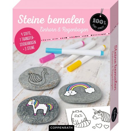 Steine bemalen - Einhorn & Regenbogen (100% s.g.)