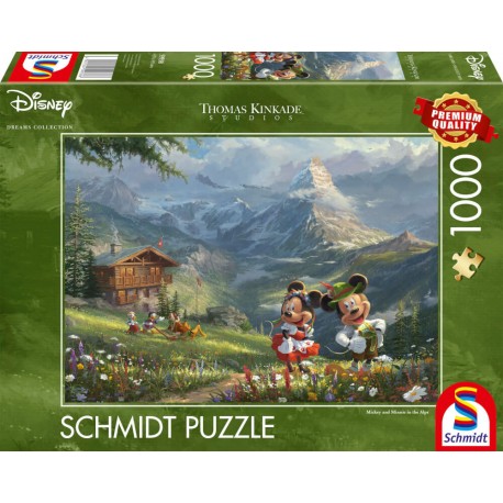 Schmidt Spiele 59938 Puzzle Disney, Mickey & Minnie in den Alpen 1000 Teile