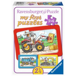 Ravensburger 06573 My first Puzzle Bagger, Traktor und Kipplader 3 x 6 Teile