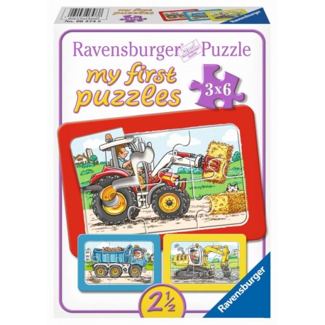 Ravensburger 06573 My first Puzzle Bagger, Traktor und Kipplader 3 x 6 Teile
