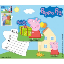Peppa Pig Einladungskarten 6 Stück