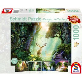 Schmidt Spiele 59910 Puzzle Georgia Fellenberg  Rehe im Wald 1000 Teile