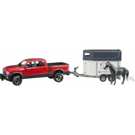 Bruder 02501 RAM 2500 Power Wagon mit Pferdeanhänger und 1 Pferd