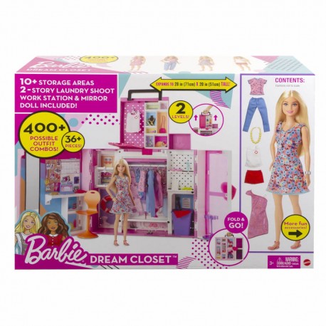 Mattel HGX57 Barbie Traumkleiderschrank und blonde Puppe, über 60 cm Breiter Schrank, mehr als 30 Te