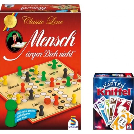 Schmidt Spiele Bundle Mensch ärgere dich nicht Classic Line plus Kniffel Kartenspiel
