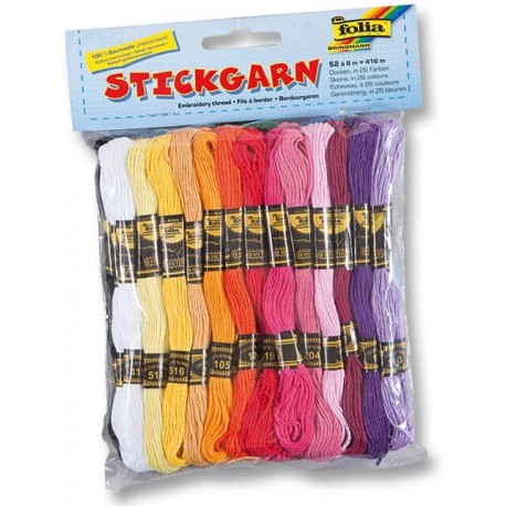 Folia - Stickgarn 52 Docken  8 m in 26 Farben