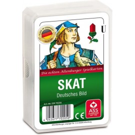 ASS Skat, deutsches Bild im Kunststoffetui. Kartenspiel