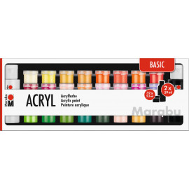 Marabu Acrylfarben 34er-Sortierung BASIC, 32 x 3,5 ml & 2 x 59 ml